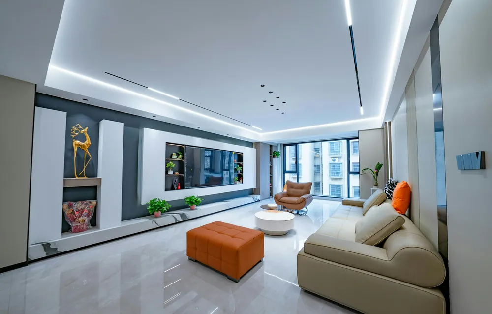 Contemporary living room with integrated ambient lighting